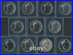 CANADA 1981-91 SPECIMEN quality. 500 fine silver dollars in hard acrylic cases