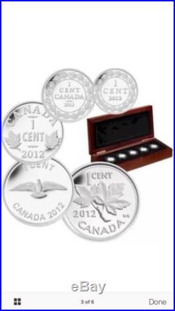 CANADA 2012 Farewell To The Penny PROOF SET 5 CENT COINS. 9999 Fine Silver