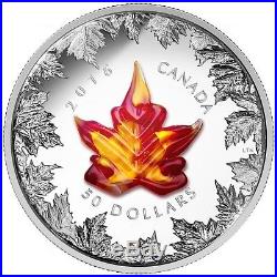 Canada 2016 $50 Fine Silver Coin Murano Maple Leaf Autumn Radiance A
