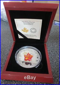 Canada 2016 $50 Fine Silver Coin Murano Maple Leaf Autumn Radiance A