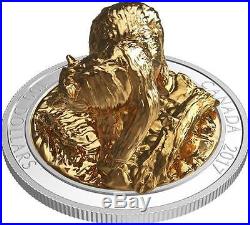 CANADA-2017'Grizzly Bear Sculpture' Gold-Plated Proof $100 Silver 10 oz Coin