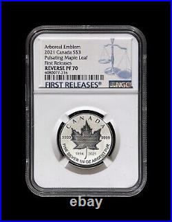 CANADA. 2021, 3 Dollars, Silver NGC PF70 Top Pop? Pulsating Maple Leaf
