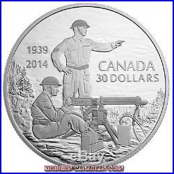 CANADA $30 FINE SILVER COIN- DECLARATION OF THE SECOND WORLD WAR- 75th ANN. 2014