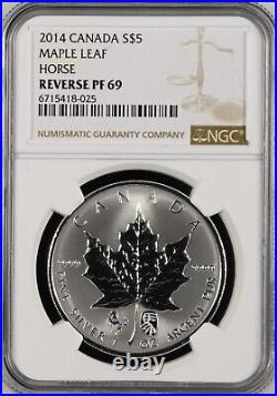 CANADA $5 2014 Maple Leaf Silver NGC PF69 Double Privy Hieroglyphic Horse