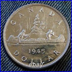 CANADA Canadian 1945 silver dollar King George VI high AU-BU