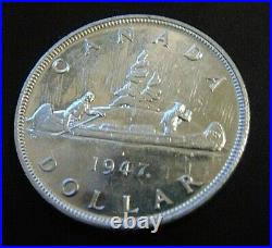 CANADA Canadian 1947 ML Maple Leaf silver dollar King George VI NICE
