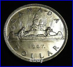 CANADA Canadian 1947 ML Maple Leaf silver dollar King George VI NICE