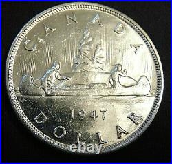 CANADA Canadian 1947 pointed silver dollar King George VI NICE