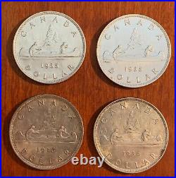CANADA GEORGE V 1935, 1936 1 DOLLAR SILVER COINS, XF to UNCIRCULATED LOT OF (4) CANADA GEORGE V 1935, 1936 1 DOLLAR SILVER COINS, XF to UNCIRCULATED LOT OF (4)