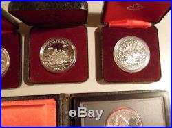 CANADIAN SILVER COIN LOT 5 x 1976 $10 OLYMPIC COINS, 9 x. 500 COINS, 1979 SET