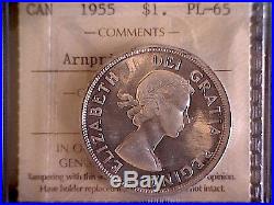 Choice Premium Quality 1955 Canadian Silver Dollar Pl-65 Arnprior Cameo By Iccs