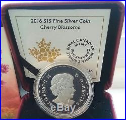 COA#1. Cherry Blossoms Celebration Spring $15 2016 3/4OZ Pure Silver Coin Canada
