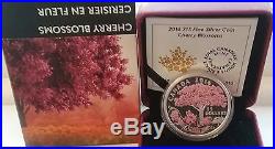 COA#1. Cherry Blossoms Celebration Spring $15 2016 3/4OZ Pure Silver Coin Canada