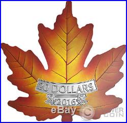 CUT OUT MAPLE LEAF Colored Silver Coin 20$ Canada 2016