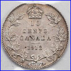 Canada 1912 10 Cents Dime Silver Coin ICCS MS-64