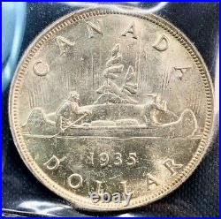 Canada 1935 $1 1st Year Voyageur Silver Dollar, Graded ICCS MS65. J245