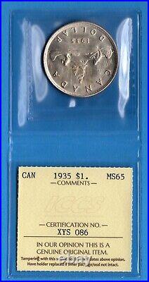 Canada 1935 One Dollar $1 Silver Coin ICCS MS-65