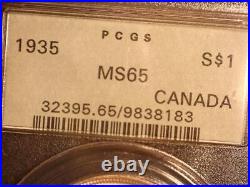 Canada 1935 dollar old silver world coin PCGS MS65 #0333 a BEAUTY fer sure