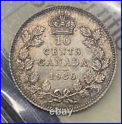 Canada 1936 10 Cents Silver Coin ICCS MS 64