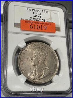 Canada 1936 Silver Dollar KM-31 NGC MS-63