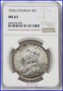 Canada 1936 Silver Dollar NGC MS-63 Wonderful Toning