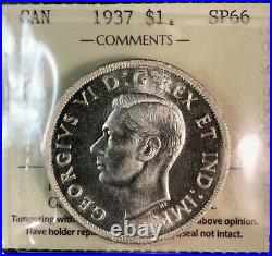 Canada 1937 $1 SPECIMEN STRIKE Voyageur Silver Dollar Graded ICCS SP66 MATTE