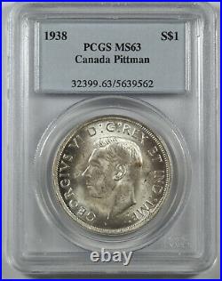 Canada 1938 Silver Dollar Pcgs Ms63 Pittman Collection 639562