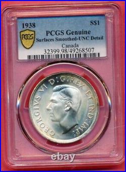 Canada 1938 Silver Dollar Pcgs Unc Detail Smooth Rare Look