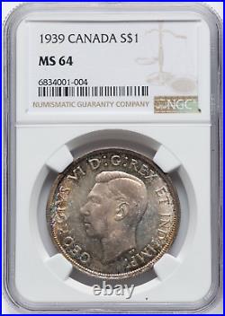 Canada 1939 Silver Dollar George VI Royal Visit NGC MS64 (Toned)