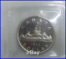 Canada 1945 RP 5 Double HP Silver Dollar MS60 ICCS Scarce Variety Old 2 Letter