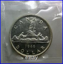 Canada 1946 Silver Dollar ICCS MS 62 Nice BU Coin Partial Cameo XVL130