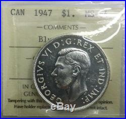 Canada 1947 Blunt 7 Silver Dollar MS64 ICCS Near GEM Original Coin George VI