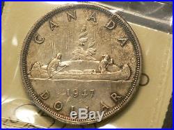 Canada 1947 Silver Dollar $1 Pointed 7 Quadruple HP Variety ICCS MS 62 #G7099
