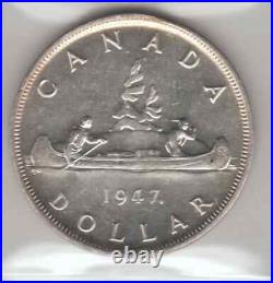 Canada 1947 Silver Dollar Maple Leaf Double HP Choice Bu
