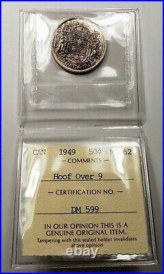 Canada 1949 Silver 50 Cents Hoof Over 9 Variety Coin MS-62