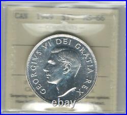 Canada 1949 Silver Dollar $1 ICCS MS66 Blast White