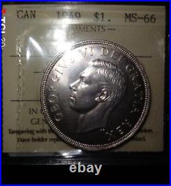 Canada 1949 Silver Dollar ICCS MS66 Rare Half Moon