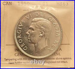 Canada 1950 Arnprior $1 Voyageur Silver Dollar, Graded ICCS MS63 cert# XBN368