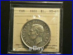 Canada 1951 $1 Silver Dollar, ICCS MS 63 ARNPRIOR Variety #5724