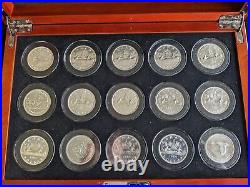 Canada 1953-1967 $1 Silver Dollar Brilliant Uncirculated 15-Coin Set with Box