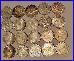 Canada 1953-1967 Silver Dollar Roll (20 coins) circs- uncs. 800 sil (12 oz's)
