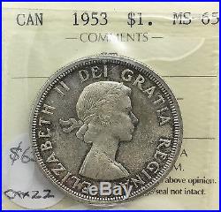 Canada 1953 SF Silver Dollar MS65 GEM ICCS Wonderful Original Coin