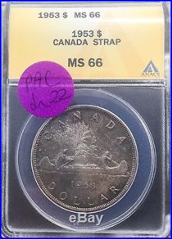 Canada 1953 Silver Dollar ANACS MS 66 Registry Set SF Shoulder Fold Variety