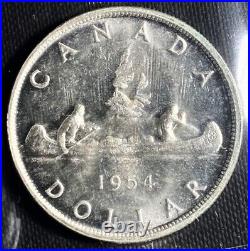 Canada 1954 $1 Voyageur Silver Dollar Graded ICCS MS64, Cert #XBN389