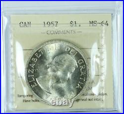 Canada 1957 Silver Dollar ICCS Certified MS64.800