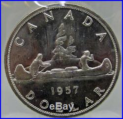 Canada 1957 Silver Dollar ICCS MS 65 GEM UNC Waterlines Variety