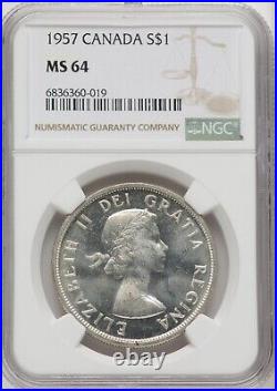 Canada 1957 Silver Dollar NGC MS64 Gorgeous