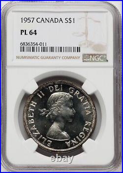 Canada 1957 Silver Dollar NGC PL64 Stunning Prooklike