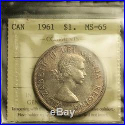 Canada 1961 Elizabeth II Silver Dollar. ICCS MS-65. Trends Value $2000