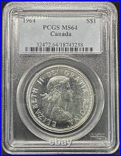 Canada 1964 Silver Dollar PCGS MS64 LUSTROUS & CHOICE SURFACES